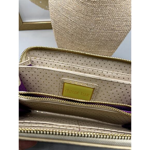 Deux Lux Cream Wallet with Gold Zipper and Detail - Picture 4 of 5